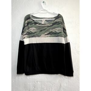 Bibi camouflage color block sweater womens medium grunge‎ normcore casual punk